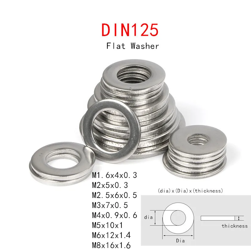 Нержавеющая сталь DIN125 плоская шайба M1.6/M2/M2.5 DIN127 пружинная M3/M4/M5 DIN9021 Большой Шайба