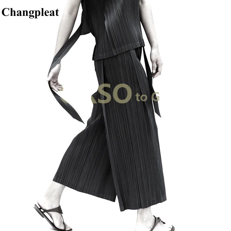 Changpleat 2019 новые весенние прямые женские брюки с высокой талией miяка