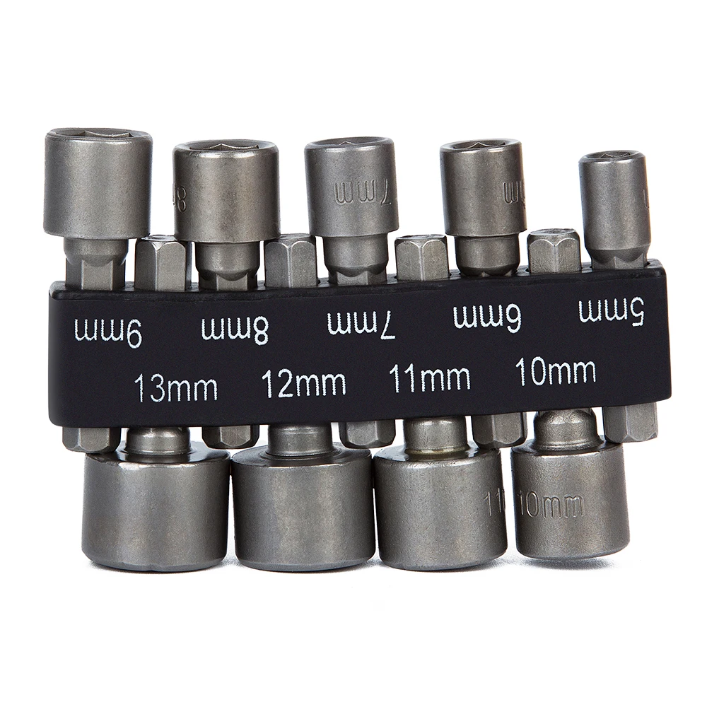 9 stks 5-13mm zeskant dopsleutel boor socket schroevendraaier moersleutel set voor elektrische schroevendraaier, geen magnetische