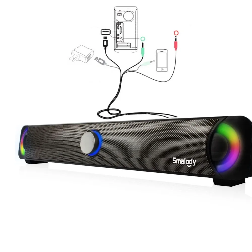 Smalody мультимедиа динамик Саундбар HIFI резонирующий корпус сабвуфера 10 Вт 2,0 стерео динамики наушники/микрофонный разъем для ноутбука компьютера ПК