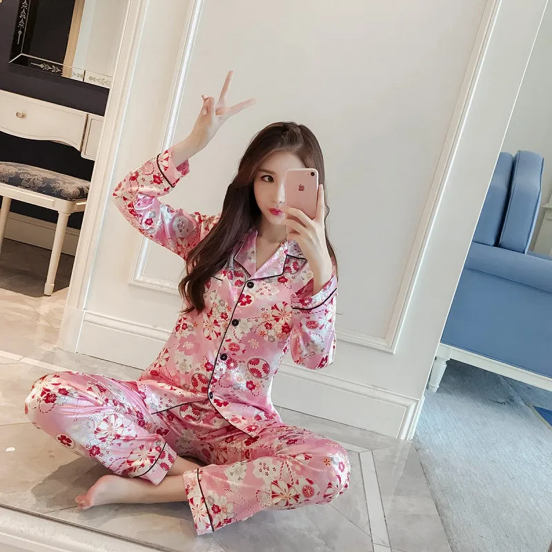 Женский пижамный комплект Осенний женский новый Пижамный костюм из вискозы с