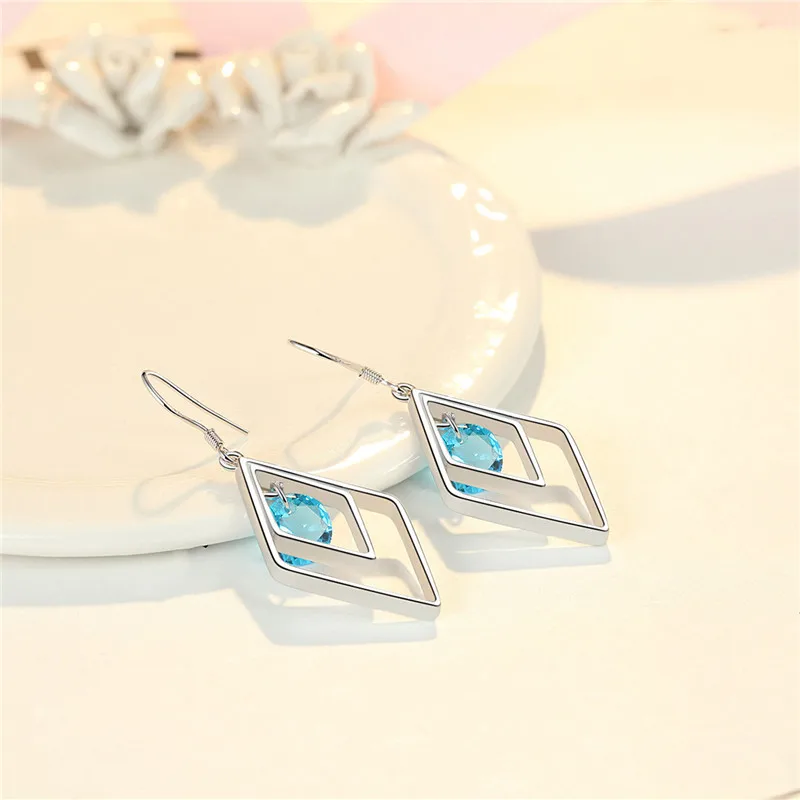 Everoyal Trendy Crystal Pink Drop Earrings For Women Accessories Fashion 925 Silver Girls Princess Jewelry Female Bijou | Украшения и