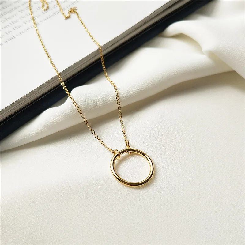 

PONYKISS Trendy Real 925 Sterling Silver Simple Hollow Round Pendant Necklace Chain Gift Women Fine Jewelry Date Birthady Party