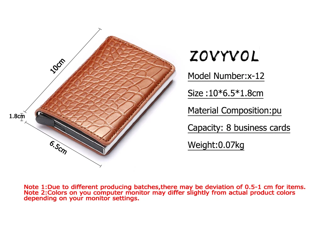 ZOVYVOL Автоматическая RFID визитница алюминиевый банк карты бумажники для мужчин держатель для кредитных карт s Бизнес футляр для удостоверения личности мода