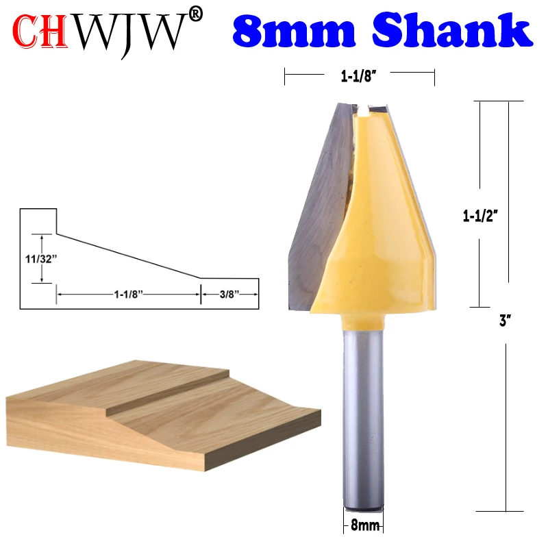 CHWJW 1pc 8mm Shank Panel Raiser Router Bit - Vertical Bevel Design Woodworking cutter Tenon Cutter for Tools | Инструменты