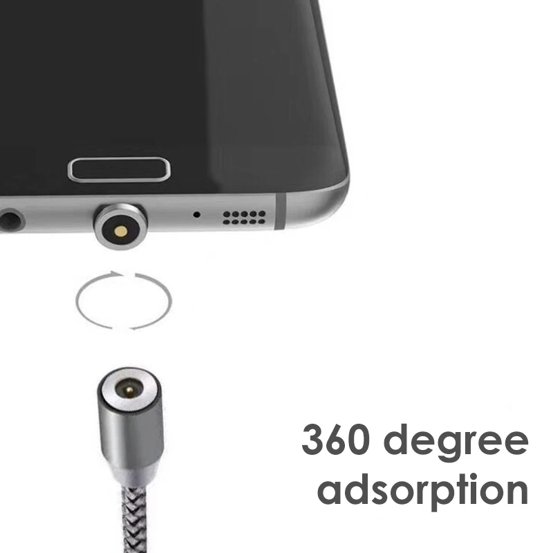 Светодио дный светодиодный магнитный Micro USB кабель для телефона 1 м плетеный