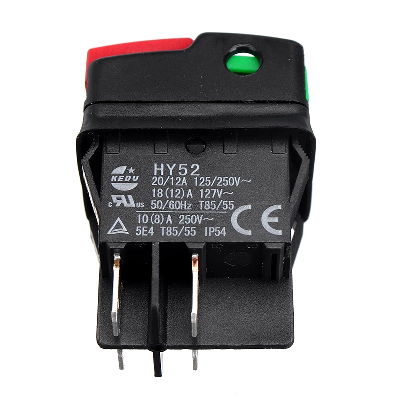 KEDU HY52 250V 12A 4Pin Электрический кнопочный переключатель Водонепроницаемый кнопочная машина пила Резак дрель на выключатели Управление коробка
