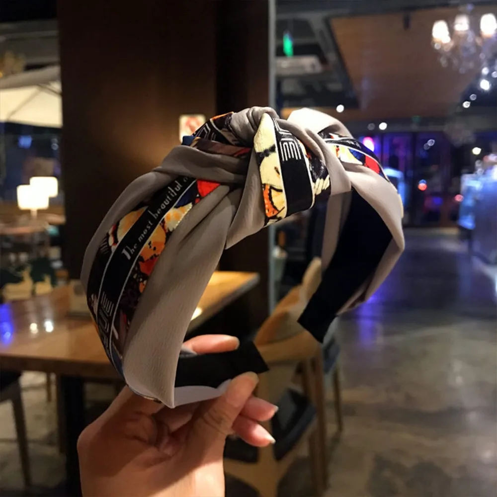 Женская повязка на голову с узлом и широкими краями аксессуар для волос