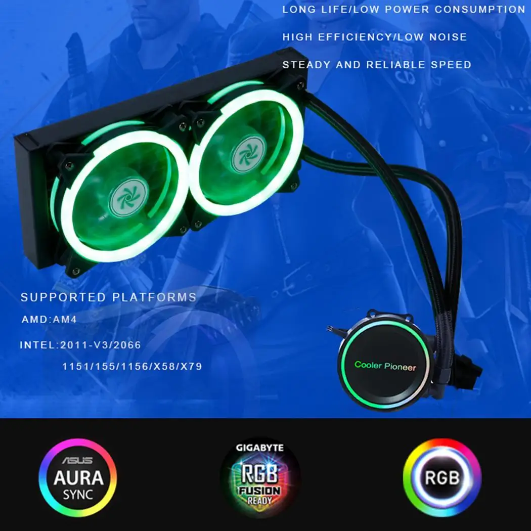 Интегрированное водяное охлаждение процессора теплоотвод 240 RGB AURA черный