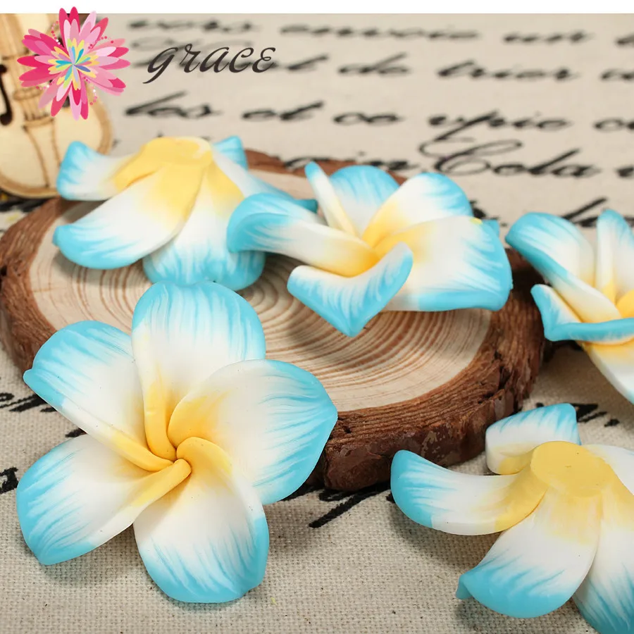5 шт./лот 45 мм искусственная Полимерная глина Плюмерия цветок свободные бусины Diy