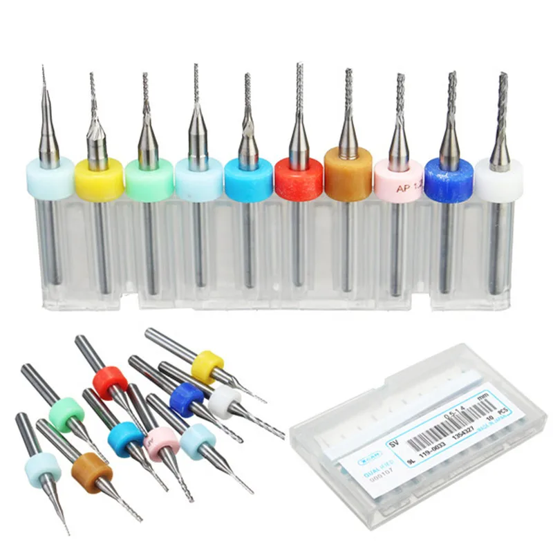 10 шт. 0 5 1 4 мм Карбид Концевая фреза Набор печатных плат 3 175 хвостовик CNC