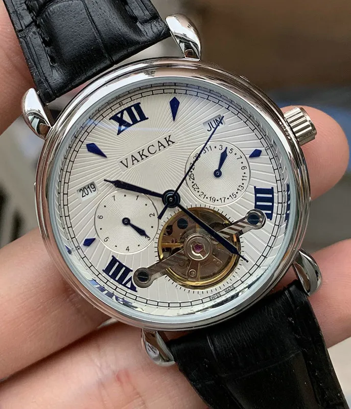 Роскошные Брендовые Часы VAKCAK Tourbillon, новые мужские механические часы с автоматическим перемещением, мужские часы из нержавеющей стали, наручные часы