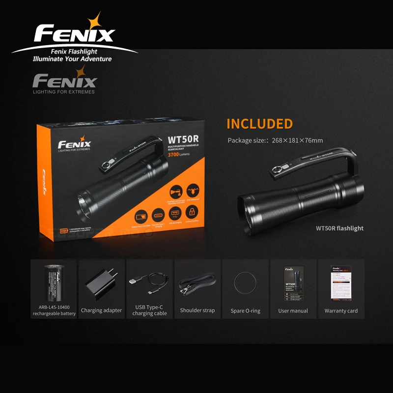 Многофункциональный ручной прожектор Fenix WT50R с USB Type-C и быстрой зарядкой