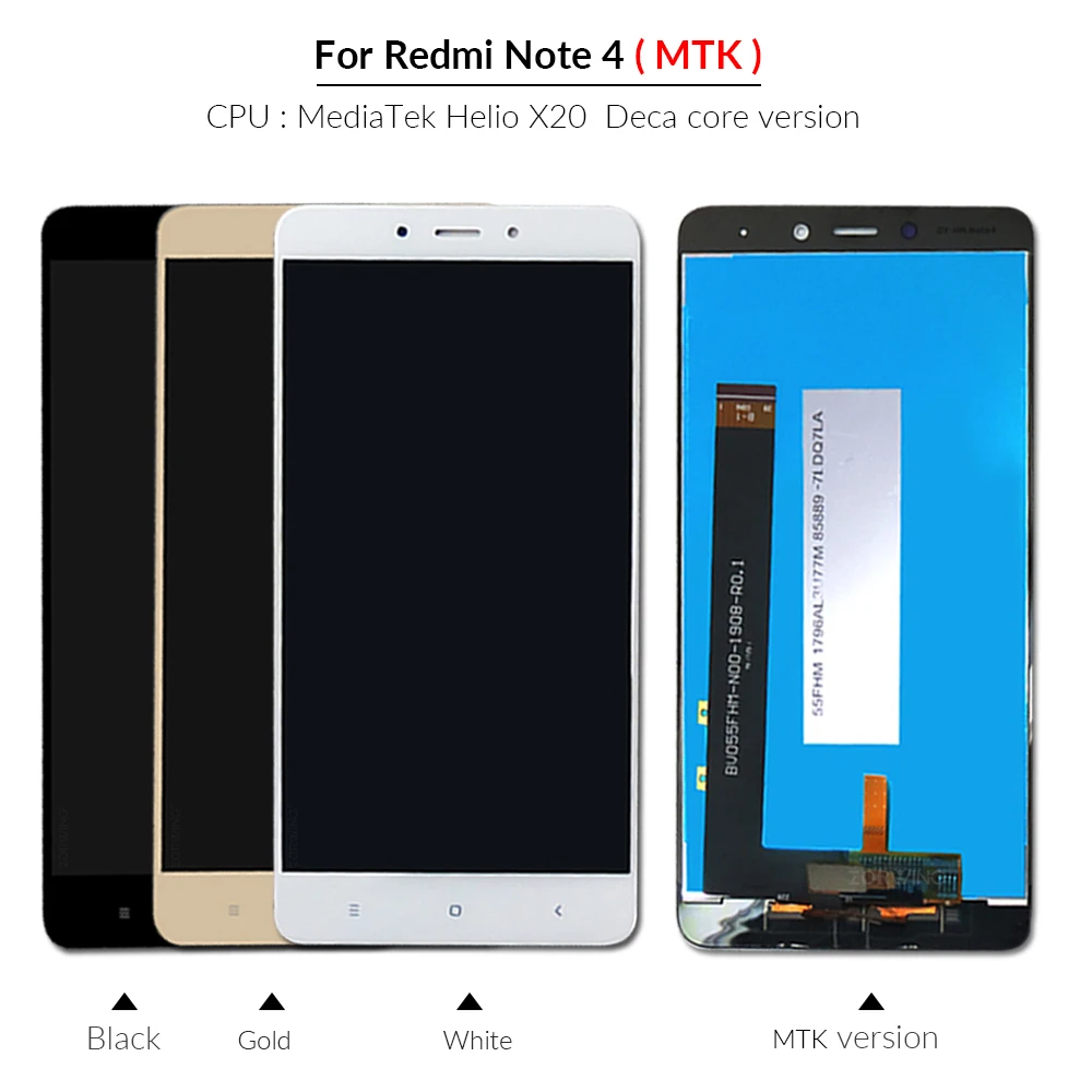 AAA для xiaomi redmi note 4 Mediatek helio X20 ЖК-дисплей дигитайзер 4X Global Snapdragon 625 ЖК-сенсорный
