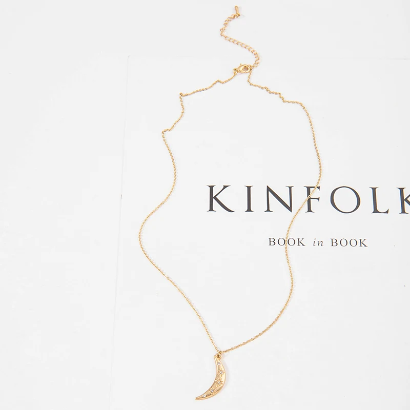 Wild & Free в богемном стиле луна кулон ожерелье для женщин Золотой Цвет Полумесяца