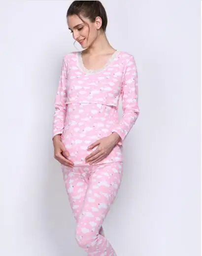 Осенне-зимний пижамный комплект для беременных одежда кормления сна | Мать и
