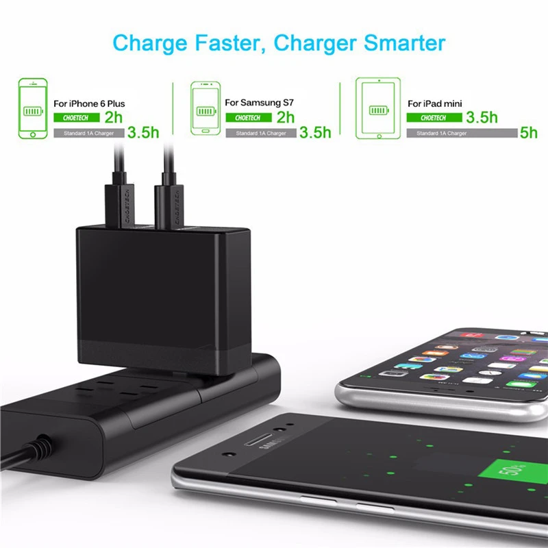 Choetech мобильного телефона заряда QC3.0 Быстрый США Plug Путешествия стены Зарядное