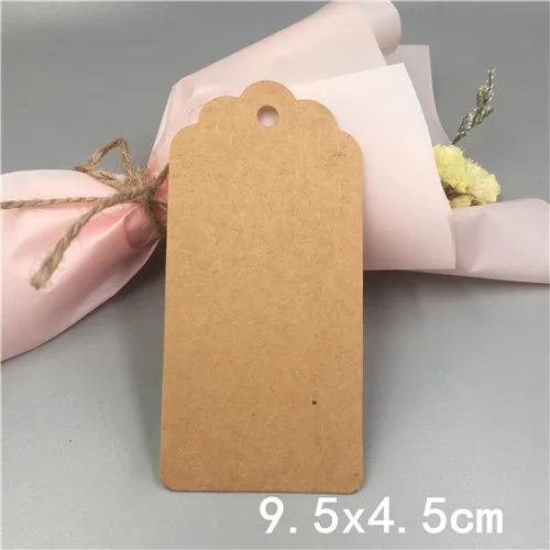 9.5x4.5cm Brown 100 шт. крафт Бумага ручной работы одежды бирки, свадьба, стаканчики для вечеринки, подарков Упаковочная этикетка бирок для подарков, код Примечание ценники - Цвет: 9.5x4.5cm Brown