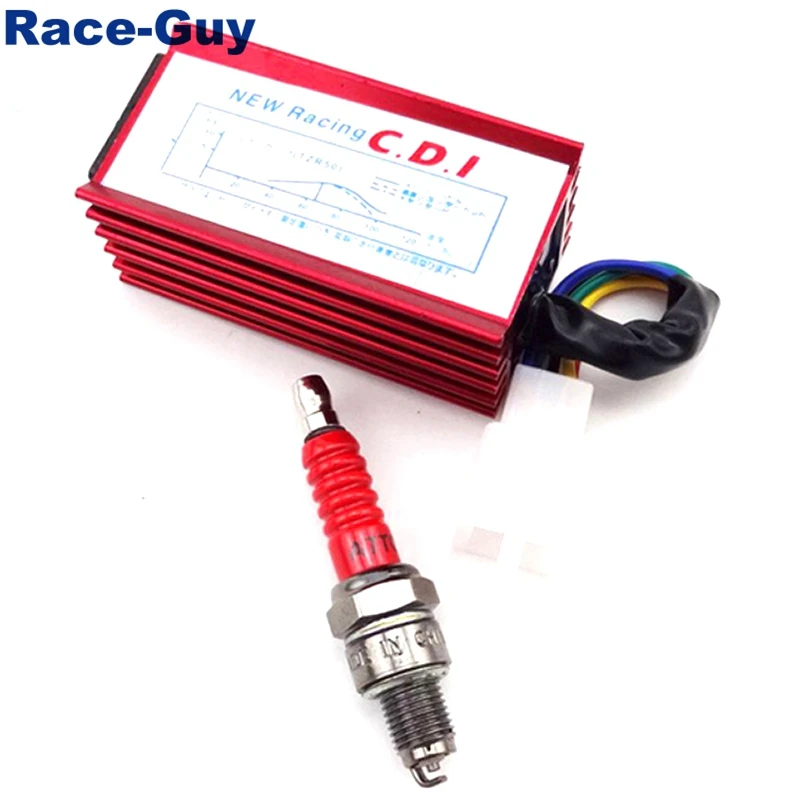 Гоночный 5 контактный AC CDI Box + A7TC свеча зажигания для 50cc 110cc 125cc 140cc 150cc 160cc XR50 CRF50