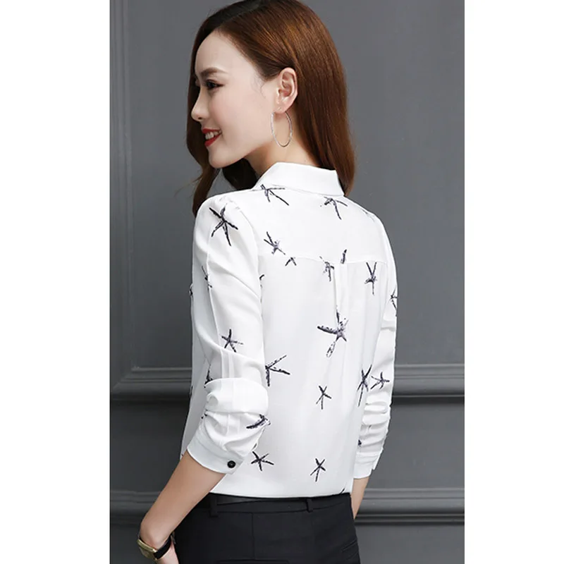 2018 Новый Для женщин шифоновые рубашки модные Винтаж блузка рубашка печати Blusas