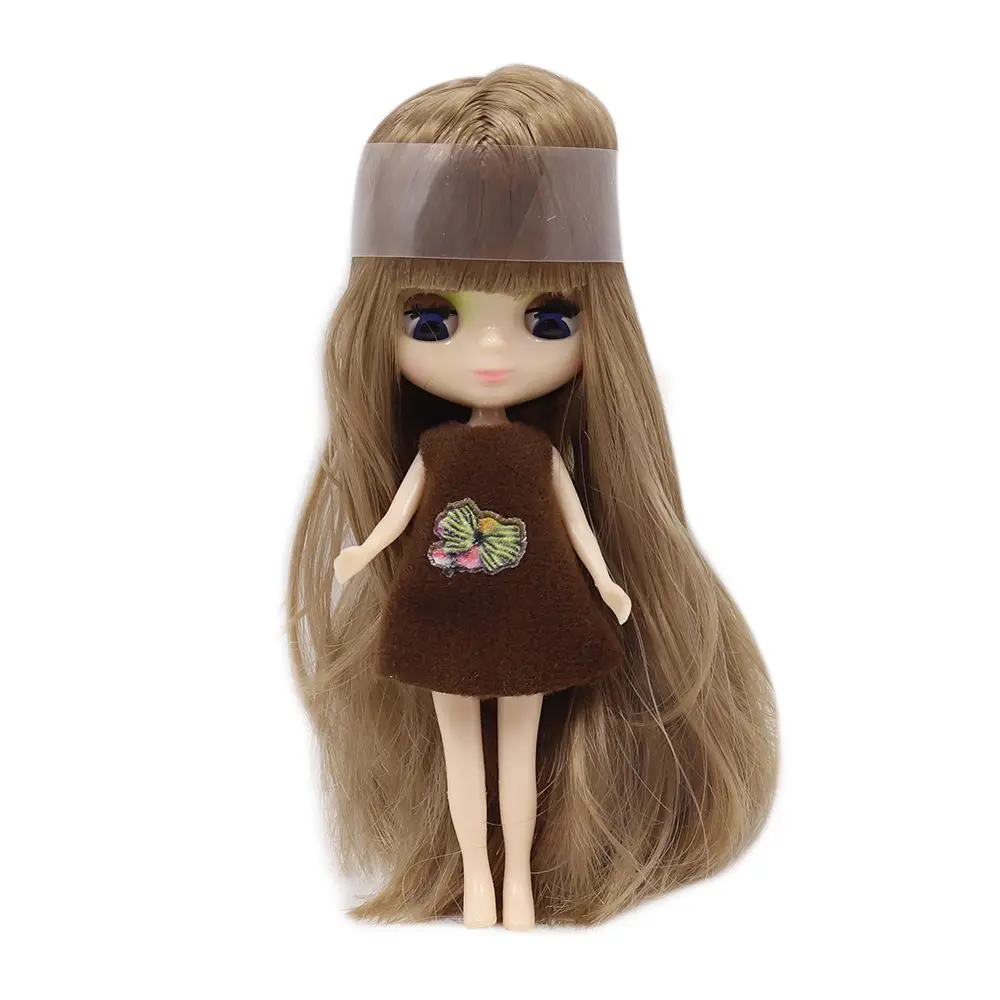 Фиолетовый Мини Blyth ню кукла 10 см несколько волос цвет с случайным платье с/без челки нормальное тело DIY модные игрушки - Цвет: Фиолетовый