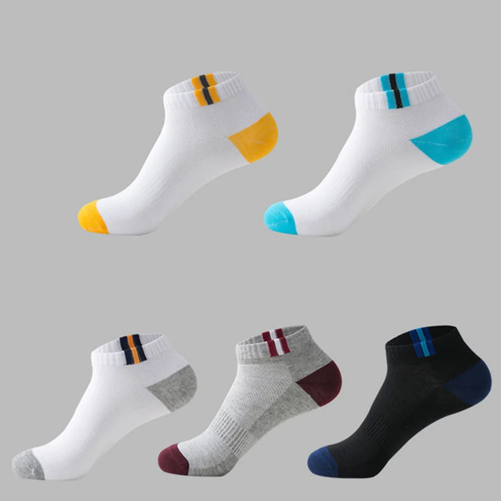 multicolor 5 пар мужских носков на осень и лето, Классические дышащие хлопковые мужские короткие высококачественные носки, дезодорирующие мужские носки - Цвет: multicolor
