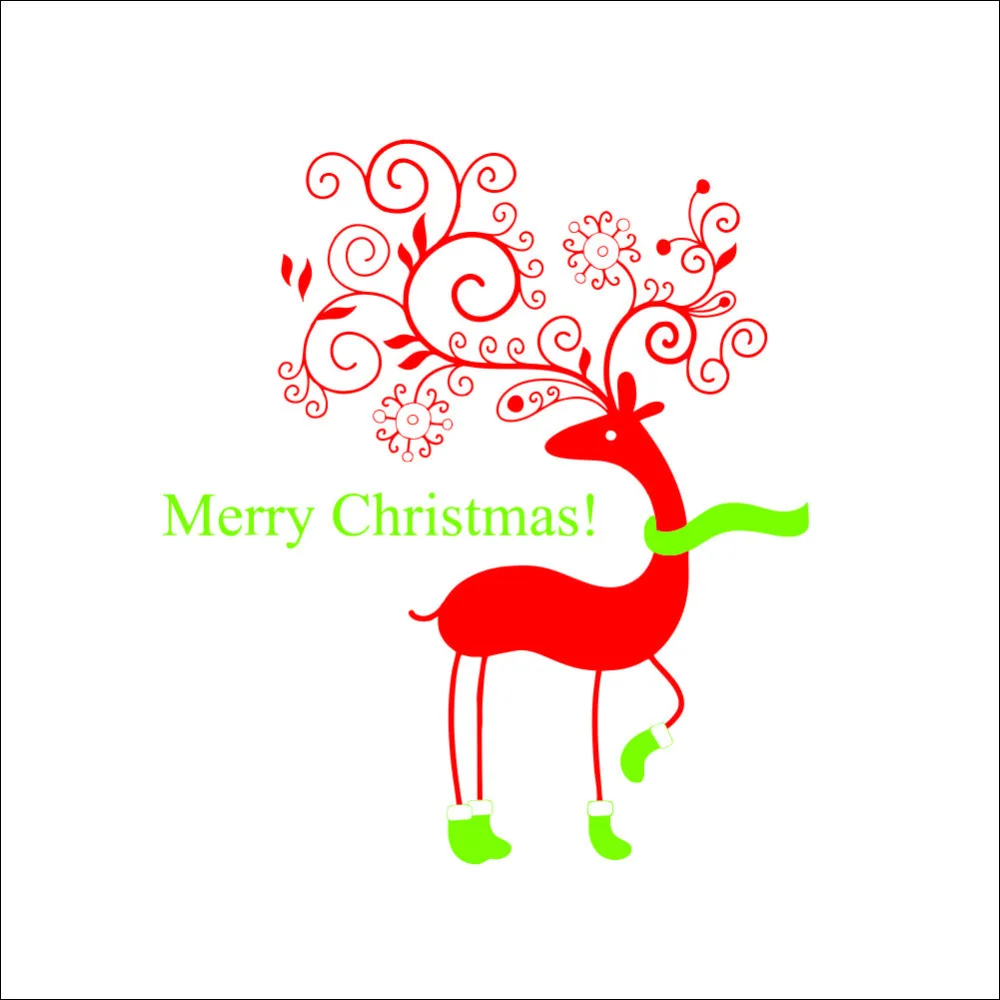 Новые горячие палевый Merry Рождество наклейки на стену домашний декор европейский