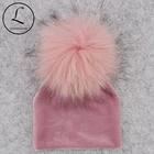 GZHILOVINGL помпон из натурального меха, детская шапка девочки мальчики теплая зимняя вязаная бархатная шапка для малышей Мягкие толстые фланелевые шапки помпоны