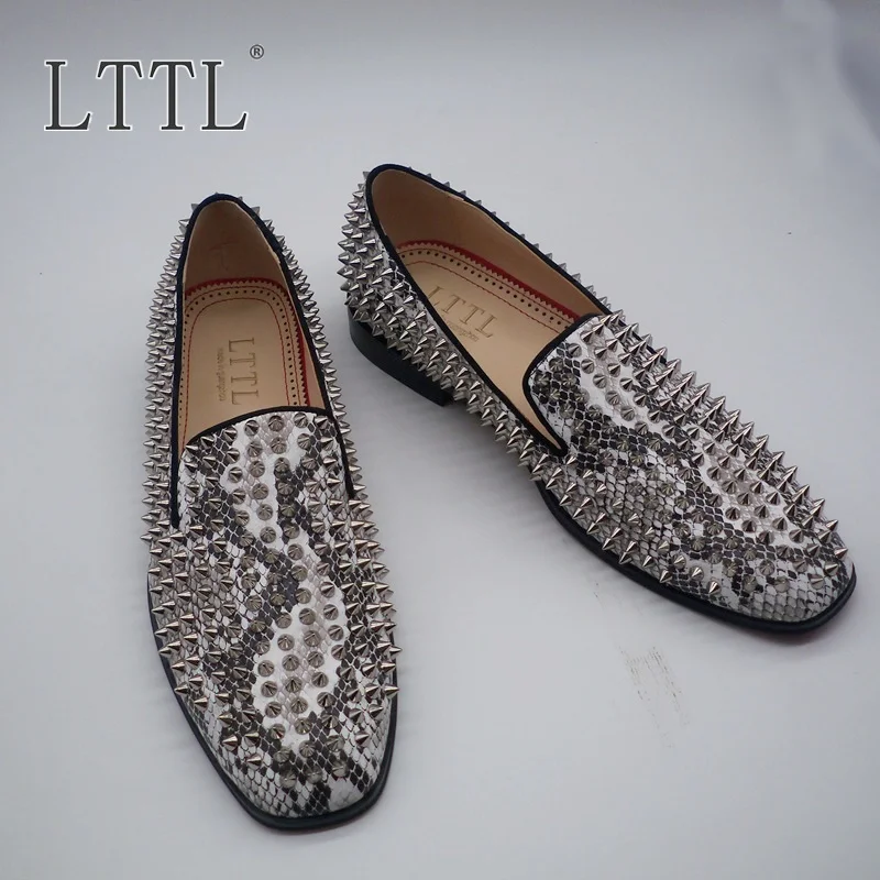 Лоферы LTTL мужские из натуральной кожи со змеиным рисунком туфли ручной работы с