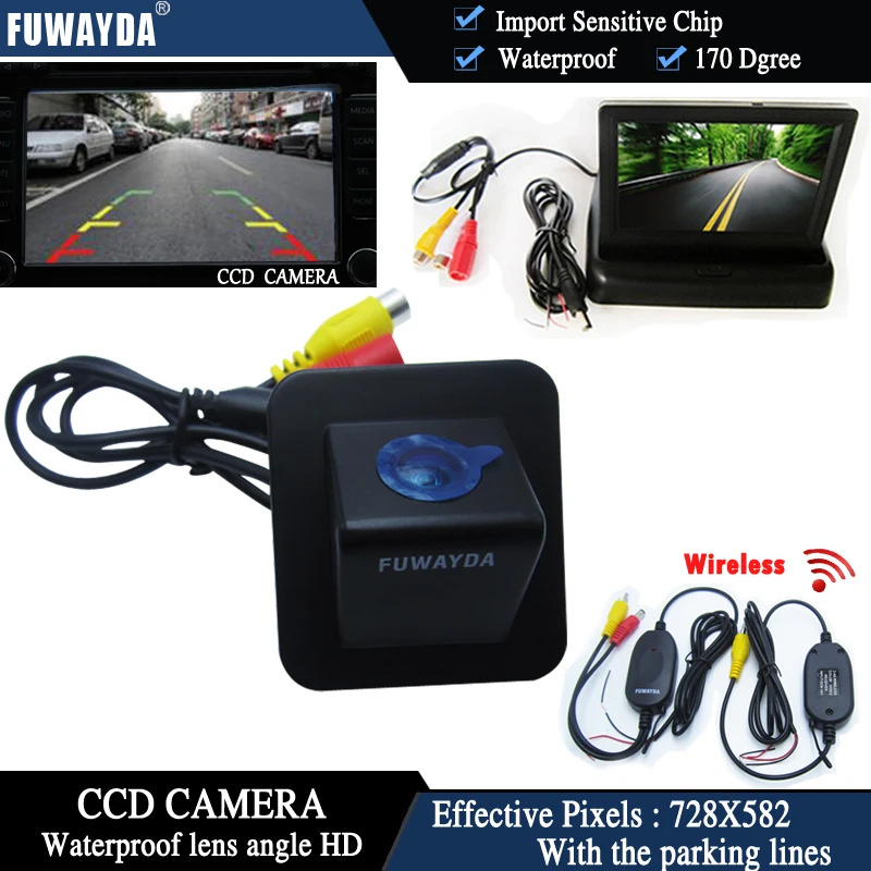 

FUWAYDA 4.3 Inch foldable LCD TFT Monitor For Hyundai Elantra Avante 2012 Wireless Car Rear View CCD Camera WATERPROOF HD