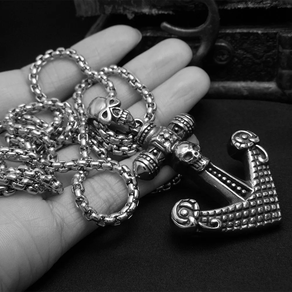 TIANXI Мода 2017 г. якорь Череп Кулон Цепочки и ожерелья для Для мужчин Jewelry