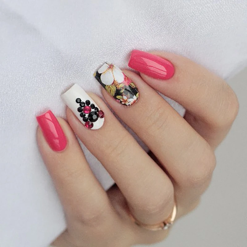 1000Pcs Colorful Nail Rhinestone Crystal Flat Bottom Mixed Size Tips DIY 3D Art Decorations | Красота и здоровье