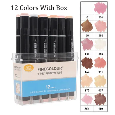 ef102 (12s in box) Finecolour Мягкие кисти ручки художественные маркеры тон кожи Аниме Манга окраска профессиональный технический на спиртовой основе художников ручка EF102 - Цвет: ef102 (12s in box)