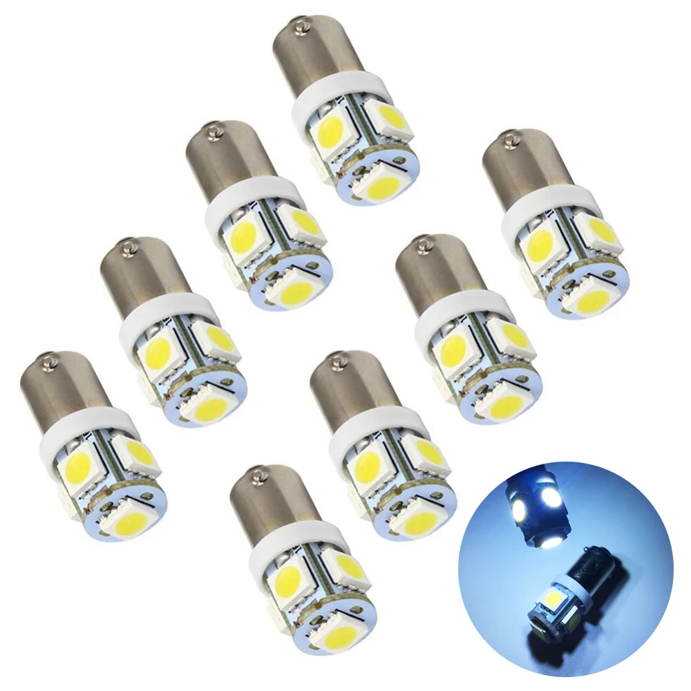 Бесплатная доставка! 10 шт. T11 T4W H6W 363 белый 5050 SMD 5 светодиодов 233 BA9S задняя крышка