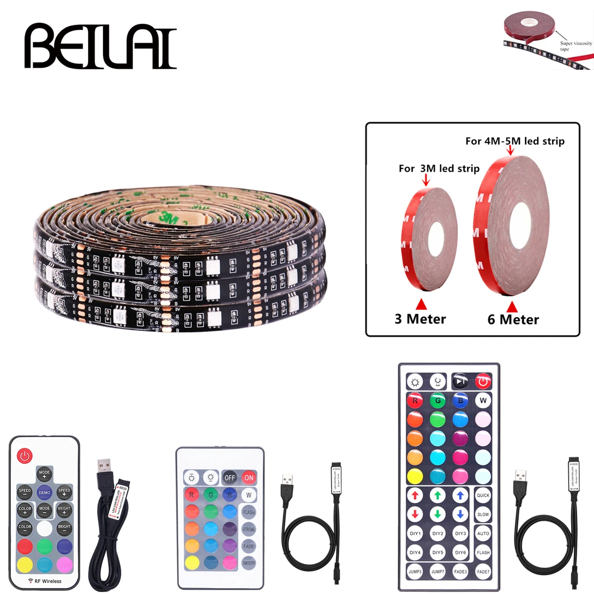 USB 5V LED Strip 5050 TV Background Lighting 3m 4m 5m 30LEDs/m RGB Cable With Switch Light Set Add Adhesive Tape | Освещение