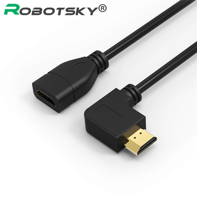 Robotsky 0,5 м Высокоскоростной HDMI удлинитель 90 градусов прямоугольный Мужской к женскому HDMI кабель для HDTV компьютерный проектор