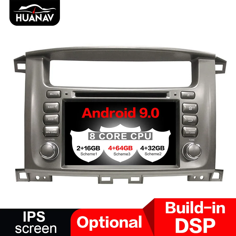 Автомобильный DVD плеер DSP Android 9 GPS навигация для Toyota Lander Cruiser Lc100 1997 2007