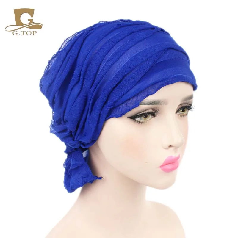 Шифоновая Кепка с оборками для женщин мягкая шапочка-тюрбан рака потеря волос