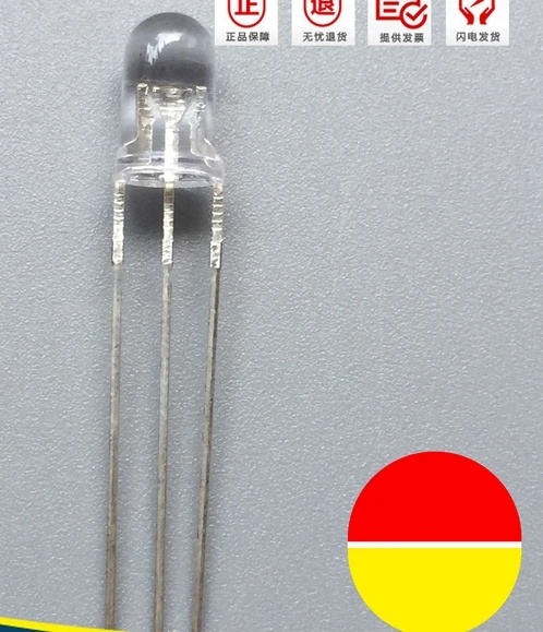 1000pcs Through Hole Water Clear Red@Yellow 5MM Bicolor LED Diode Common Cathode