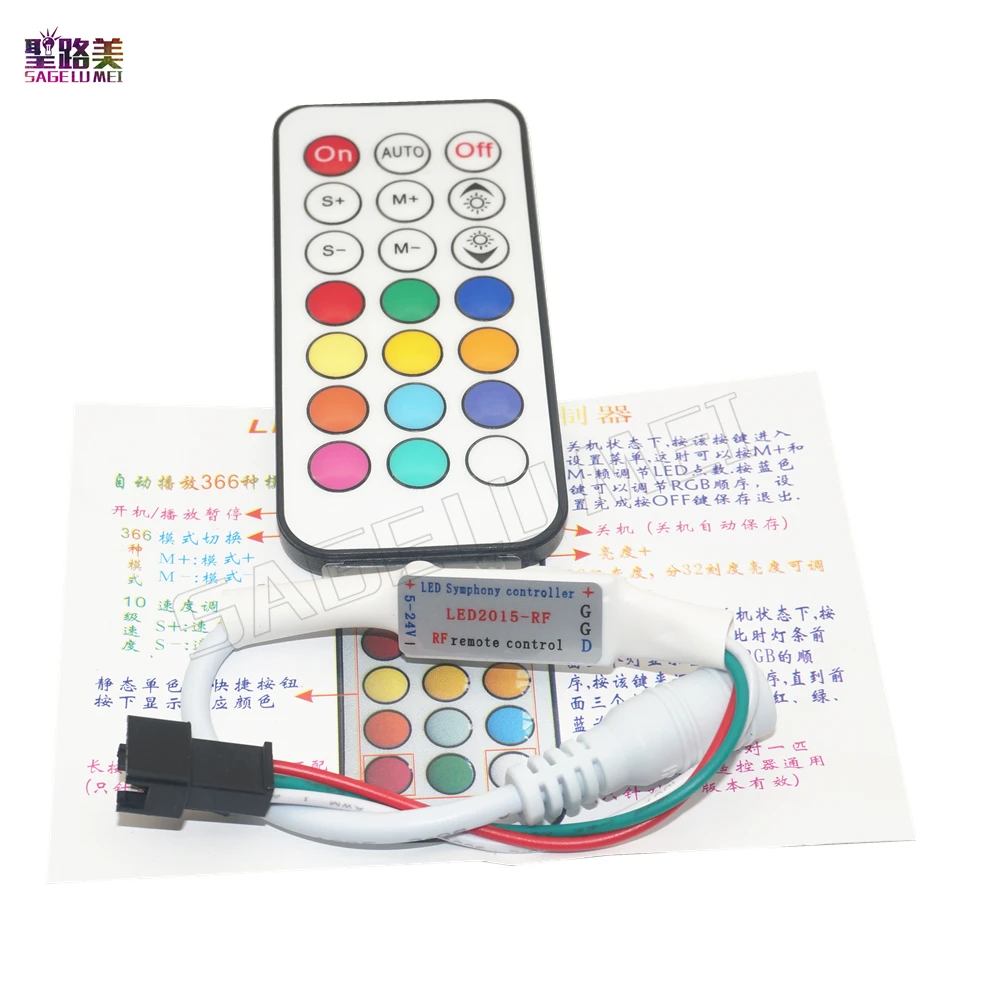 

21keys DC5V 12V WS2811 WS2812 RF LED Controller Led Pixel RF Controller For 1903 6812 Full Color RGB Led Strip Light Tape Ribbon