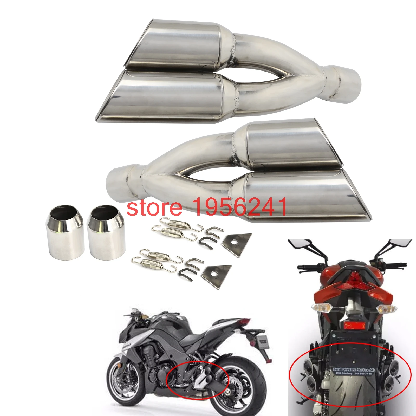 

38-51MM Slip-On Universal Dual Exhaust Muffler Vent Pipe Slip On Motorcycle Dirt Bike Street Bike Scooter ATV Quad And More