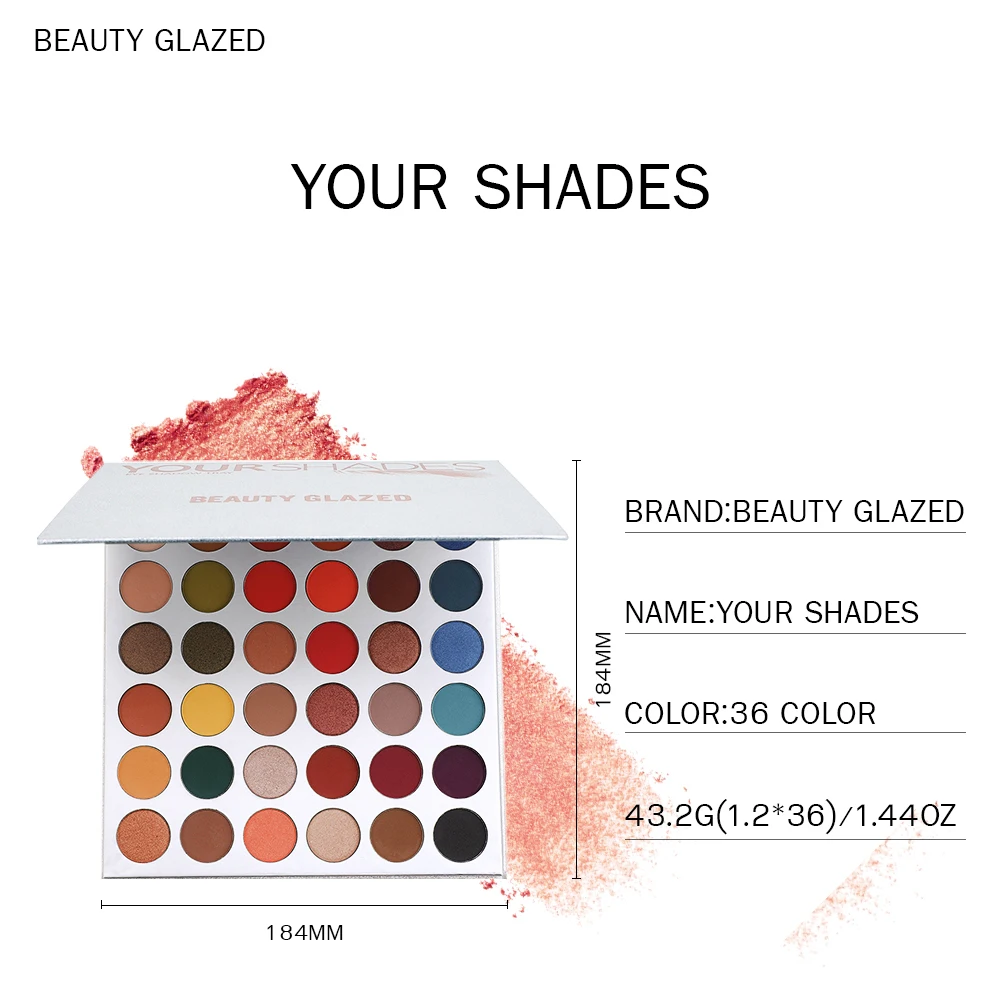 Beauty Glazed макияж ваши оттенки 36 цветов Тени для век Палитра матовые блестящие