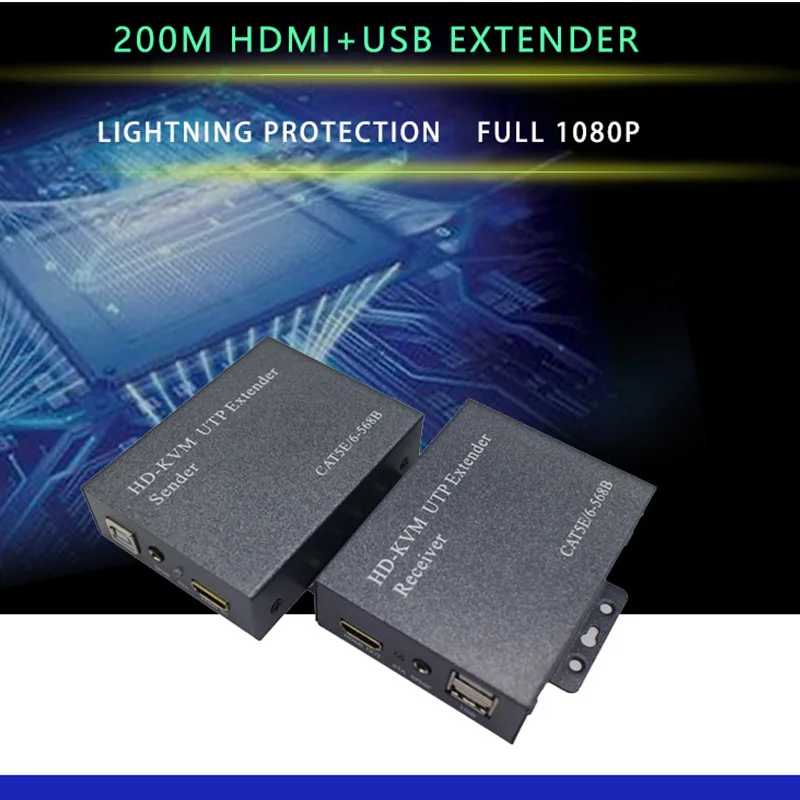 1080p 200m HDMI KVM UTP удлинитель с usb портом для DVR/HDTV USB над cat5 cat6|KVM-переключатели| |