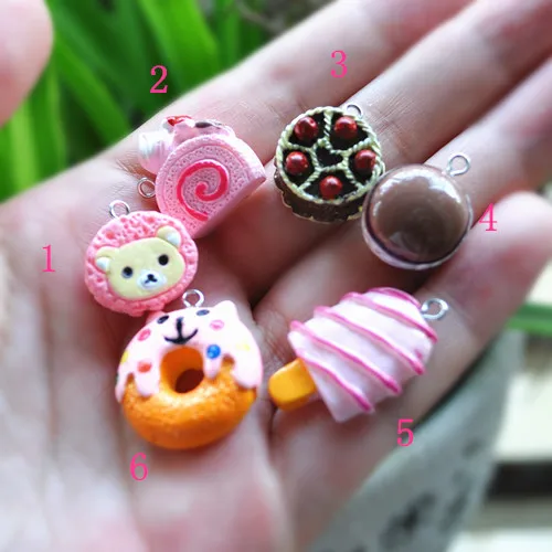 

DIY icecream charms keyring charms resin charms necklace strawberry pendant for DIY decoration 24pcs