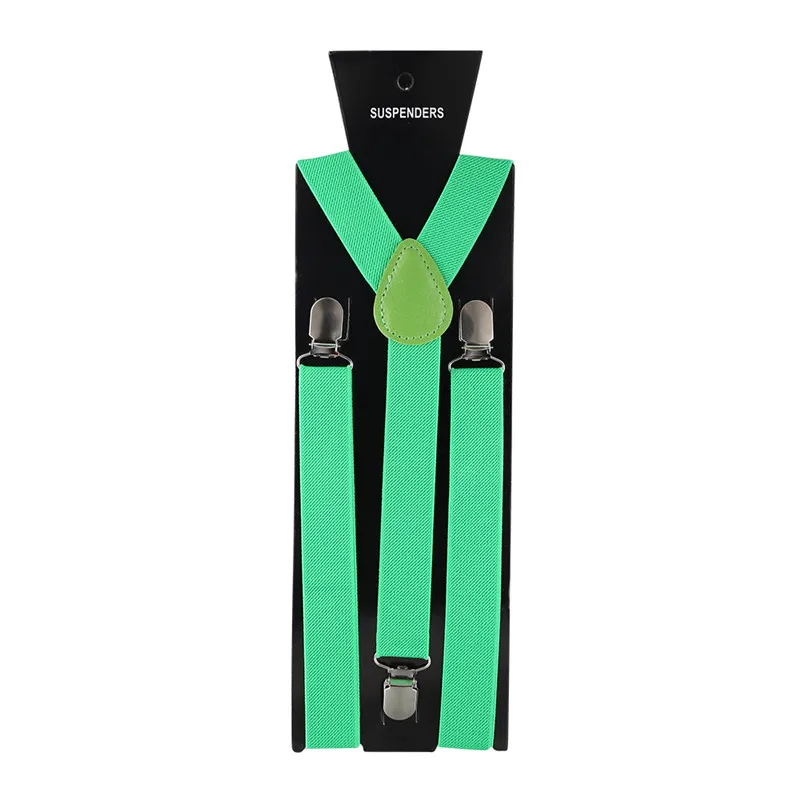 Grass green Разноцветные эластичные кожаные подтяжки для мужчин, 3 зажима, винтажные подтяжки для мужчин и женщин, подтяжки для брюк, свадебная Подвеска для юбки - Цвет: Grass green