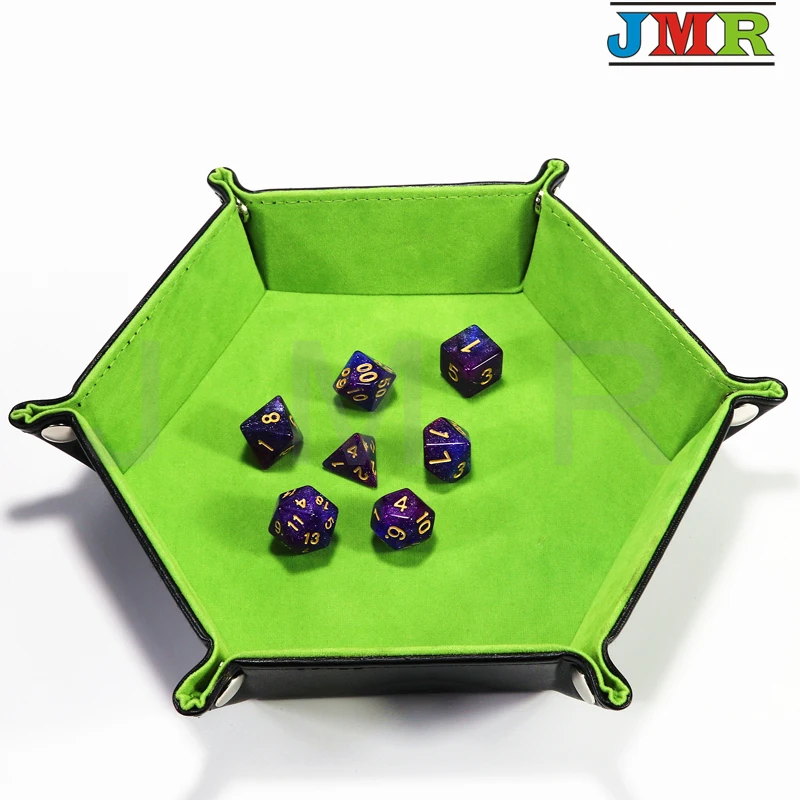 Игральные кости из искусственной кожи, складной шестигранный лоток, 6 цветов, бархат для RPG, DnD, других игр в кости и хранения 210 мм X 44 мм