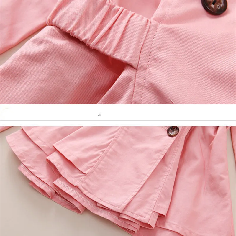 

Trendy Girl Autumn Turn Down Collar Double Breasted Jacket Coat Teens Girls Outerwear Clothing Kids Spring Fall Jacket & Coat