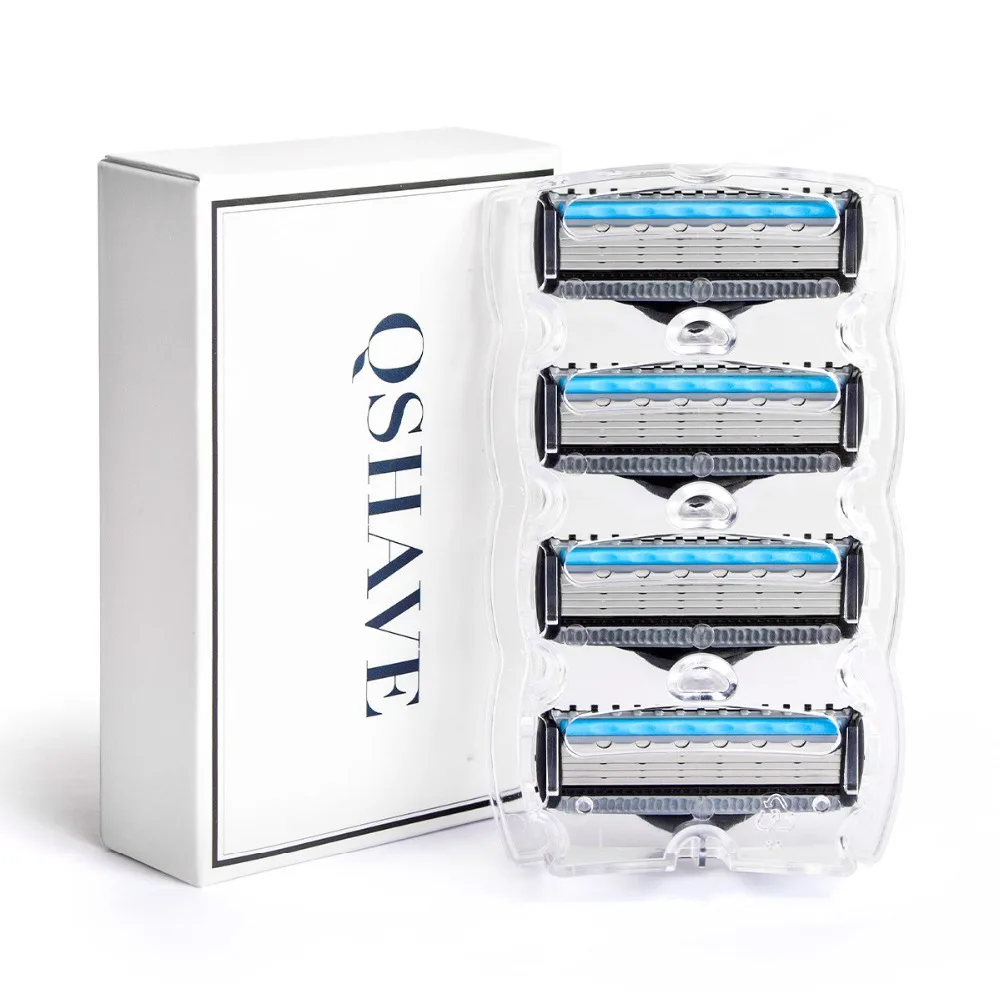 Фото Бритва для мужчин QShave Blue, 1 ручка и 10 картриджей (1 лезвие X3, 9 лезвий X5) №2