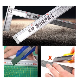 Усовершенствованная линейка из алюминиевого сплава, защитная линейка для рекламы, точная защита для рисования, художественный Противоскользящий инструмент для рисования