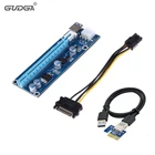 0,6 м PCI-E 1X до 16X Райзер-карта расширения PCIE преобразователь с черным кабелем USB 3,0 и 15-контактным SATA к 6-контактному источнику питания для BTC